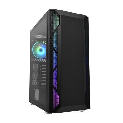 Корпус ATX midi tower APEX 3701 (закаленное стекло), black Case 1*120mm ARGB + 3*120mm + ARGB fan hub + remote contr. (без БП)