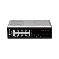 Коммутатор, BDCOM, IES200-L25-8P4S, Управляемый L3-lite, 8 портов 10/100/1000 RJ45, PoE 802.3af/at, бюджет POE 240В (зависит от БП), 4 порта SFP, DC 48-55ВDual RPS, вход DC12V (Jack) non-PoE power input, -40+75°C, DIN-rail, без блока питания
