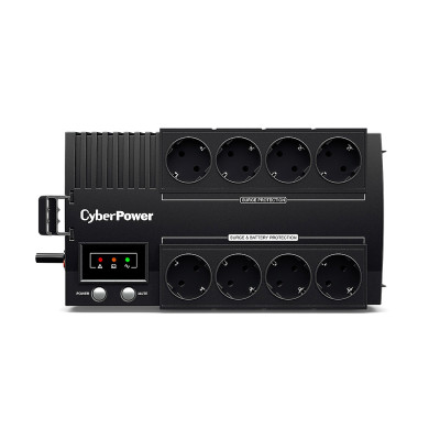 Источник бесперебойного питания, CyberPower, BS650E, Мощность 650ВА/390Вт, BS-серия, Линейно-интерактивный, Напольный, LED/USB, AVR: 165-290В, АКБ: 12В/5Ач*1 шт., Вых: 8xSchuko, Чёрный