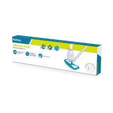 Вакуумный очиститель AquaClean для бассейнов, BESTWAY, 58234, Пластик, Ручка 279 см, Две насадки, Вакуумный шланг 7.5м., Сине-Белый, Цветная коробка