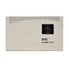 Стабилизатор (AVR), SVC, W-3000, Мощность 3000ВА/3000Вт, LED-дисплей, Диапазон работы AVR: 140-260В, Вых.: 220В+/-7%, Клеммная колодка, Габариты: 380*234*105, Белый