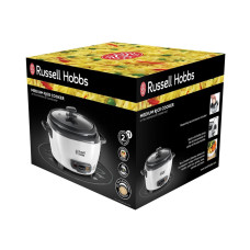 Рисоварка, Russell Hobbs, 27030-56, Мощность 300Вт, Объём 1.4л, Кнопочное управление, 1 программа, Антипригарное покрытие, Индикатор готовности, Мерная чашка, Белая
