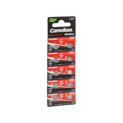 Батарейка, CAMELION, AG3-BP10(0%Hg), Alkaline, AG3, 1.5V, 0% Ртути, 10 шт. в блистере