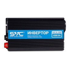 Инвертор, SVC, SI-1000, Мощность 1000ВА/1000Вт, Вход 12В/Выход 210-240В, 1 вых.: Shuko CEE7, USB-порт 2А, Защита от перегрева, перегрузки, короткого замыкания, Чёрный