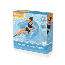 Надувное сиденье для отдыха на воде Sit N` Ease 152 х 99 см, BESTWAY, 43118, Винил, Двухкамерное, Со спинкой, ручками и подстаканниками, Максимальная нагрузка - 90 кг., Зелёное/Синее в ассортименте, Цветная коробка
