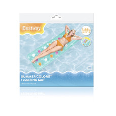 Пляжный матрас для плавания Summer Colors 188 х 71 см, BESTWAY, 43014, Винил, Двухкамерный, Максимальная нагрузка 90 кг., Синий/жёлтый в ассортименте, Пакет