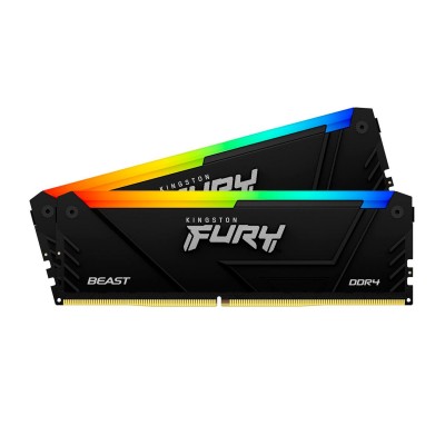Оперативная память Kingston Fury Beast RGB, KF436C18BB2AK2/32, DDR4, 32 GB DIMM kit <3600MHz> (2x16GB), CL18 Оперативная память Kingston Fury Beast RGB, KF436C18BB2AK2/32, DDR4, 32 GB DIMM kit <3600MHz> (2x16GB), CL18