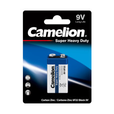 Батарейка, CAMELION, 6F22-BP1B, Солевая, 6F22(крона), 9V, 190 mAh, 1 шт., Блистер