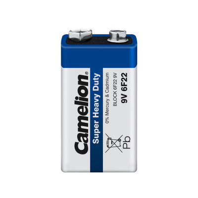 Батарейка, CAMELION, 6F22-SP1B, Солевая, 6F22(крона), 9V, 1 шт., Плёнка
