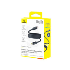 Интерфейсный кабель, Baseus, Foamed Silicone Pro Magnetic (E0426D00), USB-C to USB-C 100W, 1m Черный