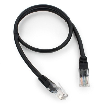 Патч-корд Cablexpert PP12-0.5M/BK, черный Cable Patch cord UTP 5e-Cat 0.5 m