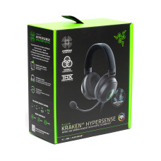 Гарнитура, Razer, Kraken V3 HyperSense, RZ04-03770100-R3M1, Игровая гарнитура, Микрофон поворотный гибкий, Динамики 50 мм, Диапазон частот: 20Гц- 20кГц , Чувствительность при 1 кГц: 96 дБ SPL/мВт, Чёрный