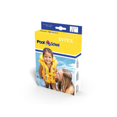 Жилет для плавания Pool School Deluxe 50 x 47 см, INTEX, 58660EU, Винил, 3-6 лет, Трехкамерный, Максимальная нагрузка 18-30 кг, Жёлтый, Цветная коробка