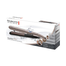 Выпрямитель для волос, Remington, S7972, Плавающие пластины, Керамическое покрытие, Укладка влажные волос, Защита от перегрева, Количество температурных режимов 10 шт, Время нагрева15 сек, Индикация нагрева, Цвет золотистый