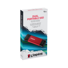 Внешний SSD диск, Kingston, Dual Portable, SPSD/1TB, 1TB, USB-C/USB-A, Красный Внешний SSD диск, Kingston, Dual Portable, SPSD/1TB, 1TB, USB-C/USB-A, Красный