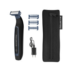 Триммер для бороды, Rowenta, Sport Forever Sharp TN6011F0, Сухой и влажный тип бритья, Длина стрижки 1-3-5 мм, 3 насадки, Титановое покрытие, Время работы 120 мин, Время зарядки 90 мин, Дисплей, Черный/Синий