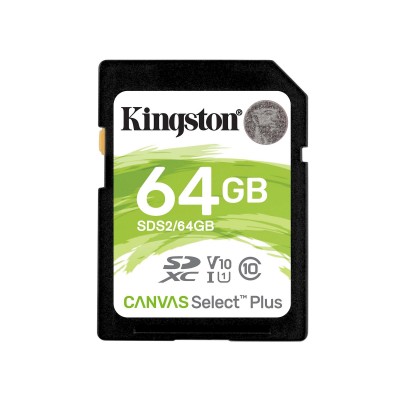Карта памяти SDXC Kingston, SDS2/64GB, 64GB, UHS Class 10 MemoryCard SecureDigital 80R/10W