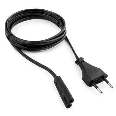 Кабель питания, PC-184-VDE-1.8M Cable power, Cablexpert (аудио-видео аппаратура, ноутбук), 2 pin, 1.8м, black