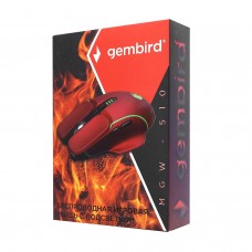 Мышь Gembird MGW-510, Wireless, 2400 dpi, 2.4GHz, RGB, Красный 