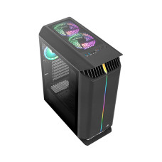 Компьютерный корпус, Aerocool, Gladiator Duo-G-BK-v1, ATX/Micro ATX, USB 2*3.0, HD-Audio+Mic, Кулер 3*12см ARGB, Высота процессорного кулера до 161 мм, Длина VGA до 326мм, 2*3.5"/3*2.5", Толщина 0,5мм, 519x210x404мм, Без Б/П, Чёрный