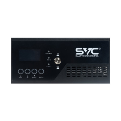 Инвертор, SVC, ES-1000-LCD, Мощность 1100ВА/800Вт, Вход 12В и/или 220В, Выход 220В (Чистая синусоида на выходе), Диапазон работы AVR: 154-264±3В, Функция заряда батарей 19A, Чёрный