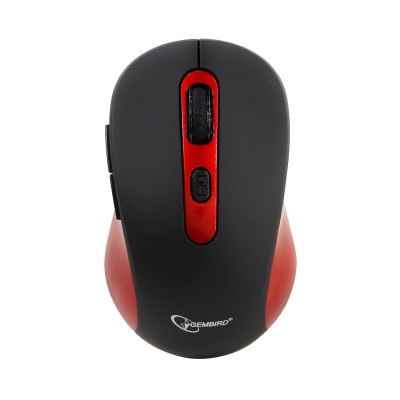 Мышь Gembird MUSW-221R, Wireless, optical, 2AAA, USB, Черный-Красный Mouse MUSW-221-R, black-red