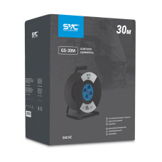 Удлинитель на катушке, SVC, GS-30M, 4 розетки, 30 метров, 3500W, 240В, 16A, 3x1.5mm, Защита от детей, Чёрный