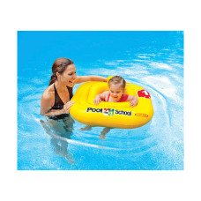 Круг для плавания Pool School Deluxe 79 x 79 см (1я Ступень), INTEX, 56587EU, Винил, 1+, С сиденьем и спинкой, Четырехкамерный, Желтый, Цветная коробка