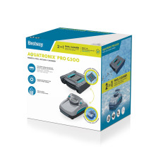 Автономный вакуумный очиститель дна бассейна (пылесос) AquaTronix Pro G300 2-in-1, BESTWAY, 58942, Пластик, Функция скиммера, Бак для мусора 3.5/6 л, Время работы ~ 120 минут, Серый, Цветная коробка