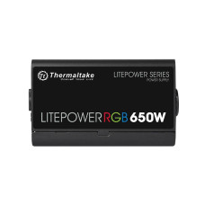 Блок питания, Thermaltake, Litepower RGB 650W, PS-LTP-0650NHSANE-1, 650W, ATX, APFC, 20+4 pin, 4+4pin, 5*Sata, 6*Molex, 2*PCI-E 6+2-pin, FDD, Non-modular, Вентилятор RGB 12 см, 150х86х140мм, Чёрный
