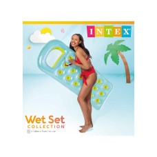 Пляжный матраc для плавания 18-Pocket Clear Window 188 х 71 см, INTEX, 59895EU, Винил, Двухкамерный, Розовый/зелёный в ассортименте, Пакет