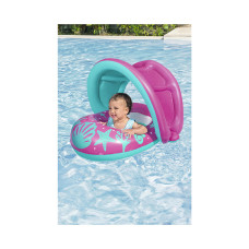 Надувная лодочка Splash Star Shaded 80 х 85 см, BESTWAY, 34091, Винил, 1-2 года, С надувным съемным тентом и отверстиями для ног, Синий/розовый в ассортименте, Цветная коробка