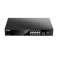 Коммутатор , D-Link, DGS-1010MP/A1A, Неуправляемый, 8 портов PoE 802.3af/at 10/100/1000Base-T, 1 порт 1000Base-X SFP,1 порт 10/100/1000Base-T, PoEбюджет 125 Вт, стоечный/настольный