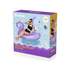 Надувная игрушка для катания верхом Морской конек (Royal Seahorse) 170 х 120 см, BESTWAY, 41505, Винил, Трехкамерная, С ручками, Фиолетовая, Цветная коробка