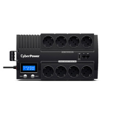Источник бесперебойного питания, CyberPower, BR1200ELCD, Мощность 1200ВА/720Вт, BR-серия, Линейно-интерактивный, Напольный, LCD/USB-A,B,С/RJ11/RJ45, AVR: 165-290В, АКБ 12В/5,5Ач*2 шт., Вых: 8xSchuko, Чёрный
