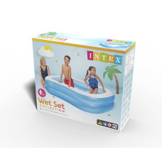 Семейный надувной бассейн Swim Center Family 203 х 152 х 48 см, INTEX, 57180NP, Винил, 540л., 3+, Двухкамерный, Бело/голубой, Цветная коробка