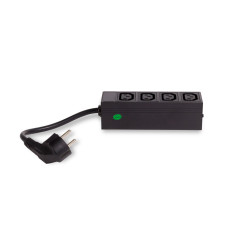 Переходник, SVC, Schuko на 4хС13 , C Schuko на 4 разъёма IEC C13, Кабель 3Gх1,5мм, Длина кабеля 20 cм, Вилка: 16А, Чёрный