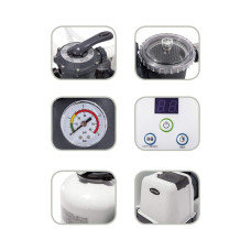 Фильтрующий песочный насос Krystal Clear для бассейнов, INTEX, 26652, Пластик, 12113 л/час., Встроенный таймер и манометр, Серый, Цветная коробка