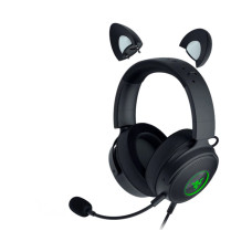 Гарнитура, Razer, Kraken Kitty Ed.V2 Pro - Black, RZ04-04510100-R3M1, Игровая гарнитура, Микрофон поворотный гибкий, Динамики: 50 мм с неодимовыми магнитами, Диапазон частот: 20 Гц - 20000 Гц , Чувствительность при 1 кГц: -42 ± 3 дБ, Подсветка, Черный