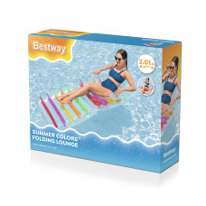 Пляжный шезлонг для отдыха на воде Summer Colors 201 х 89 см, BESTWAY, 43023, Винил, Трёхкамерный, Складной с удобной спинкой, Максимальная нагрузка 90 кг., Прозрачный, Цветная коробка