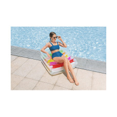 Пляжный шезлонг для отдыха на воде Summer Colors 201 х 89 см, BESTWAY, 43023, Винил, Трёхкамерный, Складной с удобной спинкой, Максимальная нагрузка 90 кг., Прозрачный, Цветная коробка