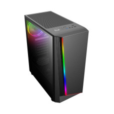 Компьютерный корпус, XG, Megatron, ATX, USB3.0*1/2.0*1, HD-Audio+Mic, Кулер 12см RGB, Высота процессорного кулера до 165мм, Длина VGA до 280мм, Сталь 0.5, Стекляная боковая панель, 2*3.5"/2*2.5", RGB, 424x205x390мм, RGB, Чёрный, Без Б/П