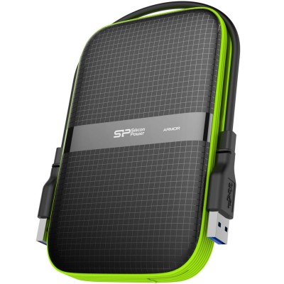 Внешний жесткий диск Silicon Power A60 5 TB (SP050TBPHDA60S3K), black-green HDD USB SP050TBPHDA60S3K, USB 3.2