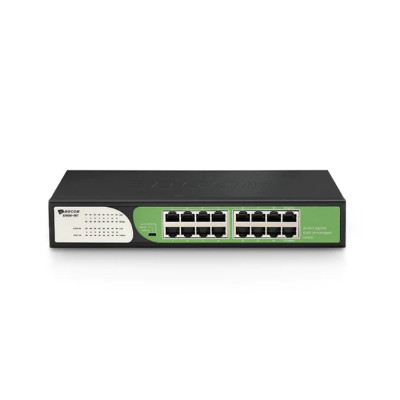 Коммутатор, BDCOM, S1500-16T, Неуправляемый, 16 портов 10/100/1000M RJ45, Встроенный источник питания AC220V, Стоечный