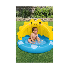 Детский надувной бассейн Sunny Days 101 х 97 х 71 см, BESTWAY, 52637, Винил, 26 л., 2+, Встроенный тент, Надувной пол, Сине-жёлтый, Цветная коробка