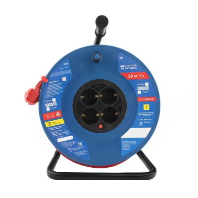 Удлинитель 250V Power Cube Куб PC20501, 30м, катушка, 4 розетки, 16A