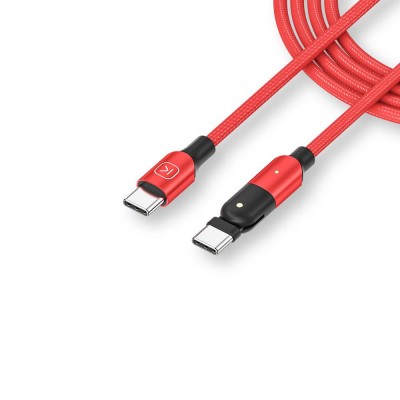 Кабель USB, Kuulaa KL-O134, 1.2м, Красный Cable Type С - Type C, 3A/60W, поворотный, red