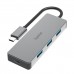 Концентратор USB Hama 00200105, серый Hub 4 port, USB Type-C/3 Type-A USB 3.2, grey