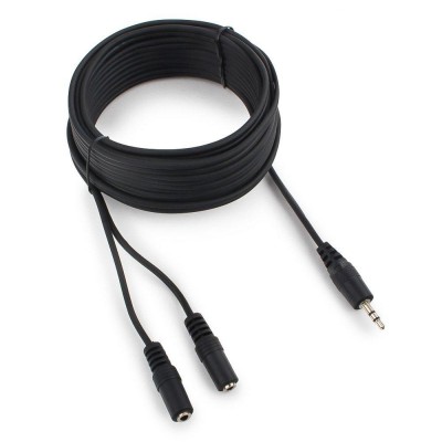 Аудиокабель Cablexpert CCA-415, Черный Cable Audio, 3.5mm/m - 2x3.5mm/f, 5m, black