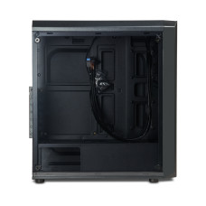 Компьютерный корпус, Delux, Atom, ATX, USB3.0*1/2.0*2, HD-Audio+Mic, Высота процессорного кулера до 150мм, Длина VGA до 330мм, 2*3.5"/2*2.5", Сталь 0.6, Стекляная боковая панель, 390x181x435мм, Чёрный , Без Б/П